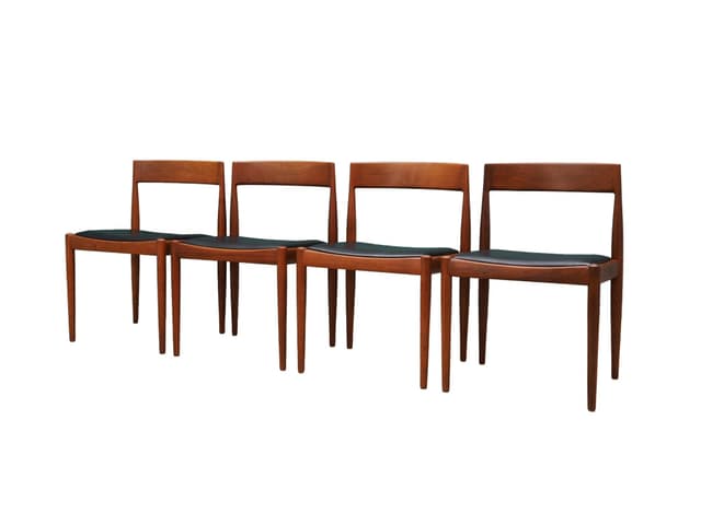 Komplet czterech krzeseł, teak czarny, proj. K. Kristiansen, dla Fritz Hansen, Dania, lata 70. - WYMIARY