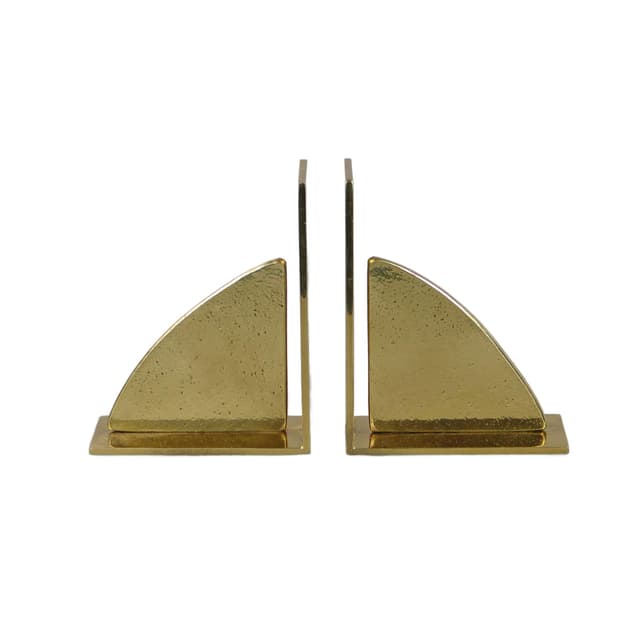 Pair of bookends Art Deco, golden brass, Germany, 1970s - DIMENSION