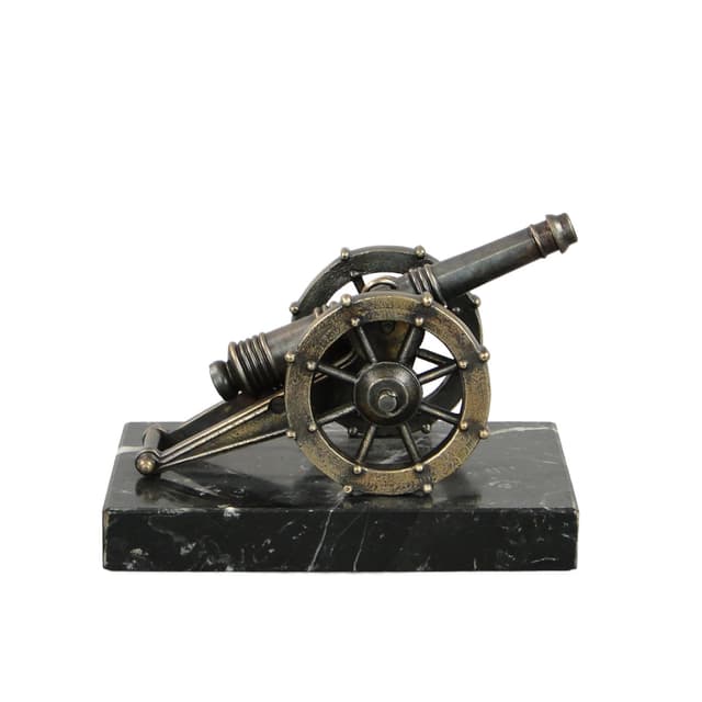 Cannon miniature, patinated bronze, black marble, Austria, early 20th c. - DIMENSION