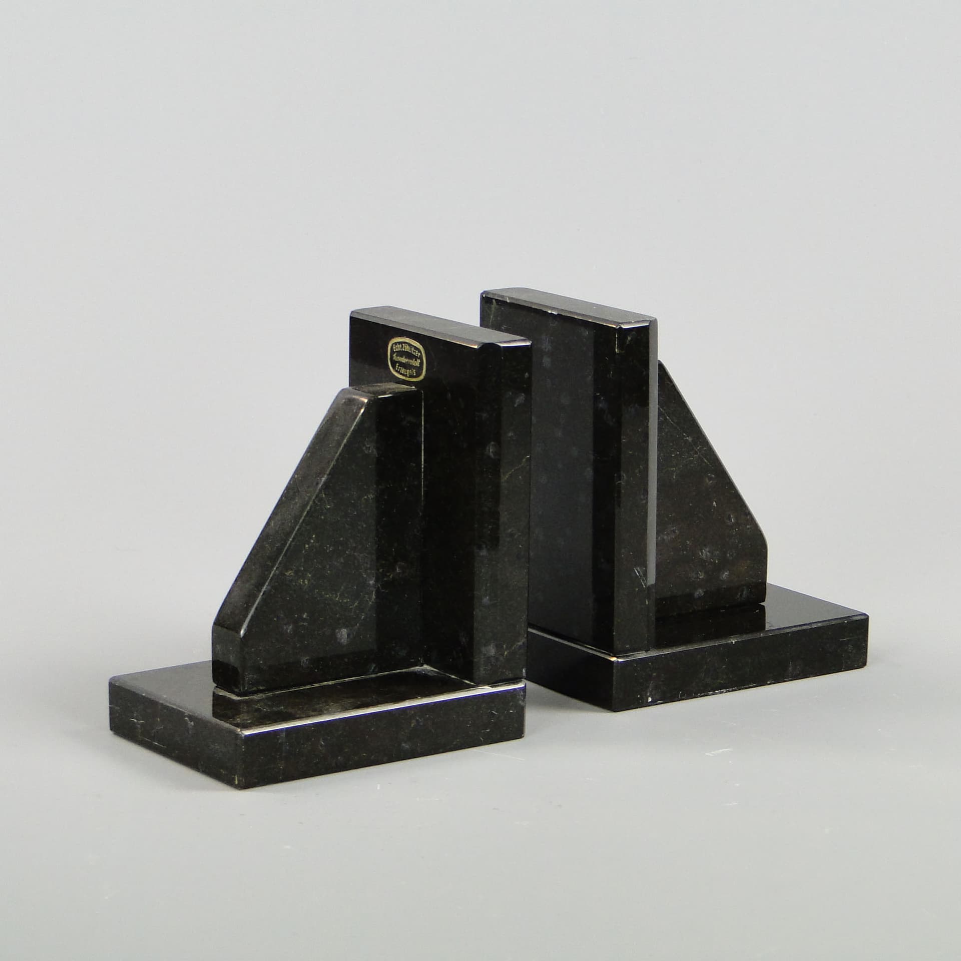 Podpórki do książek Art Deco, granit brązowy ciemny, Niemcy, lata 30. - 44828