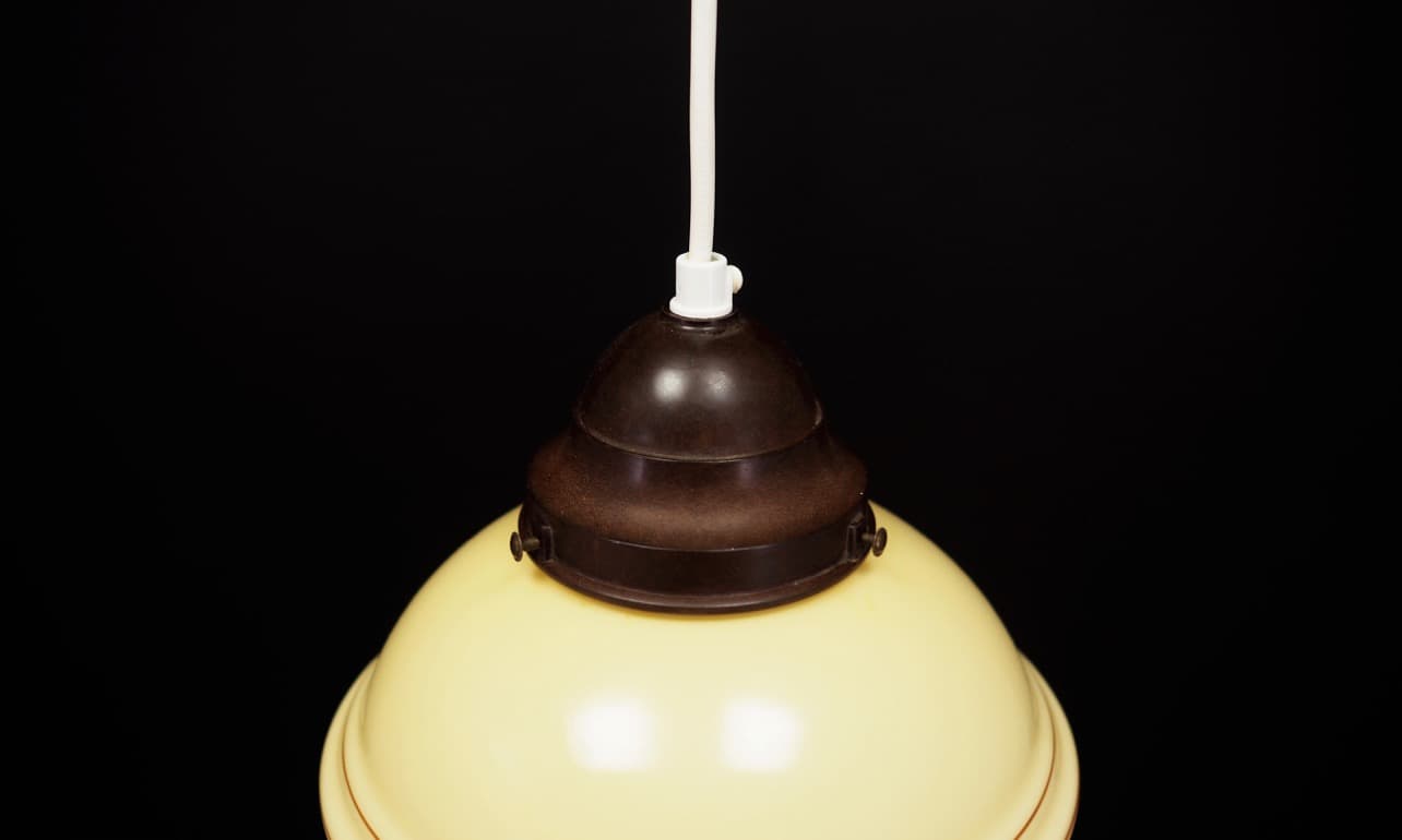 Lampa wisząca, szkło beżowy, Dania, lata 70. - 44928