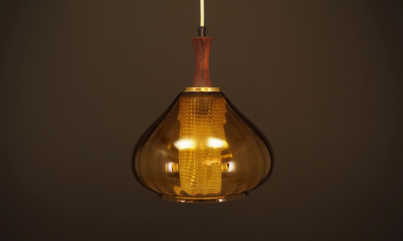 Lampa wisząca, szkło brązowy biały, Dania, lata 70. - 49913