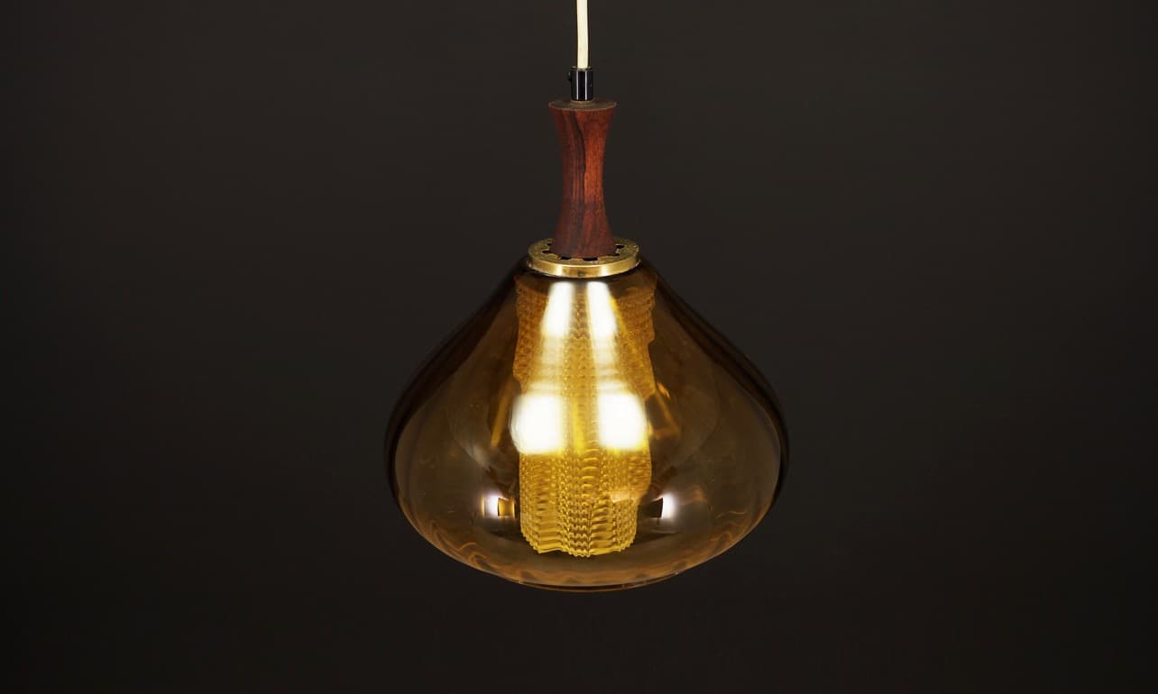 Lampa wisząca, szkło brązowy biały, Dania, lata 70. - 44921
