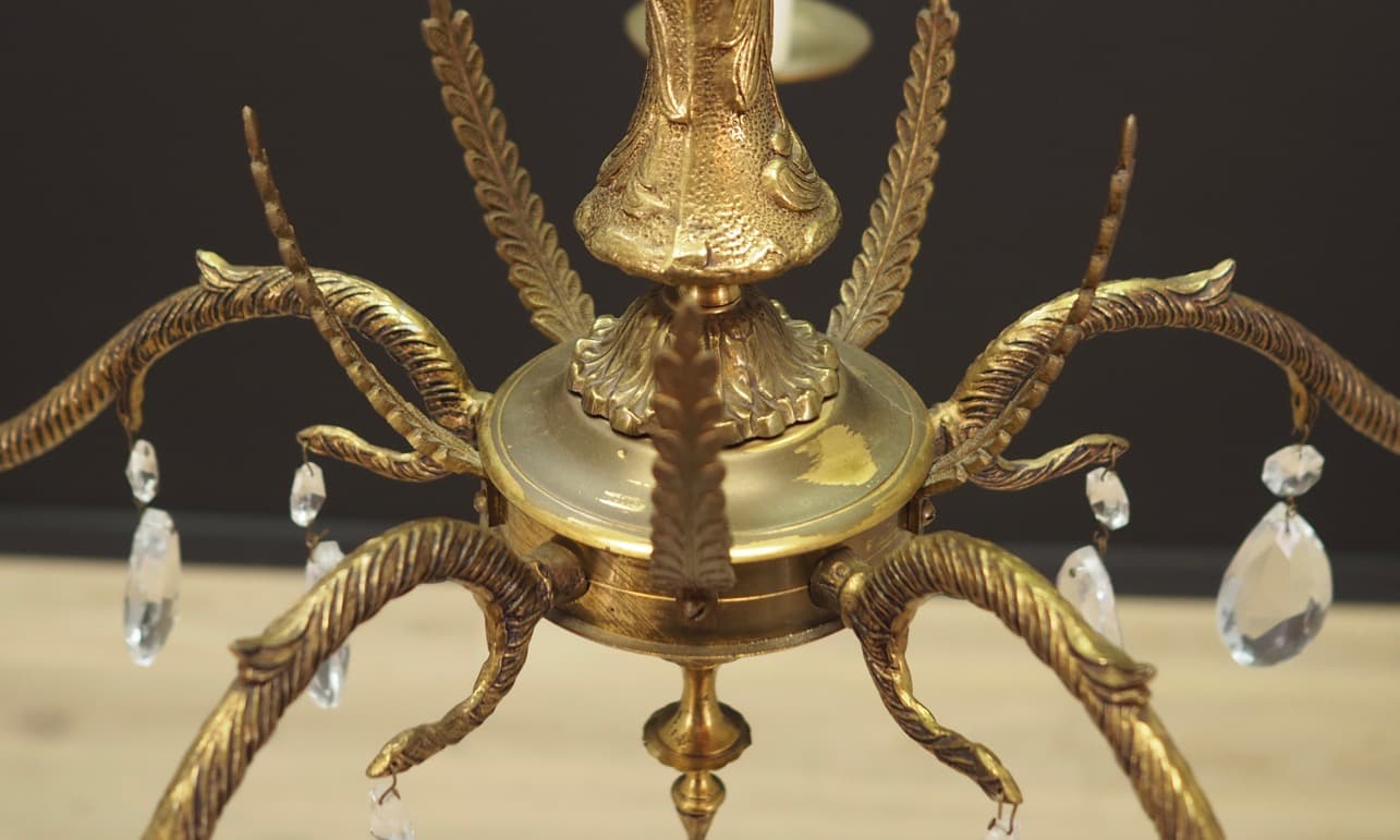 Chandelier, golden, brass, Denmark, 1960s. - 44904