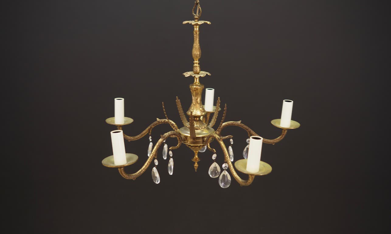 Chandelier, golden, brass, Denmark, 1960s. - 44903