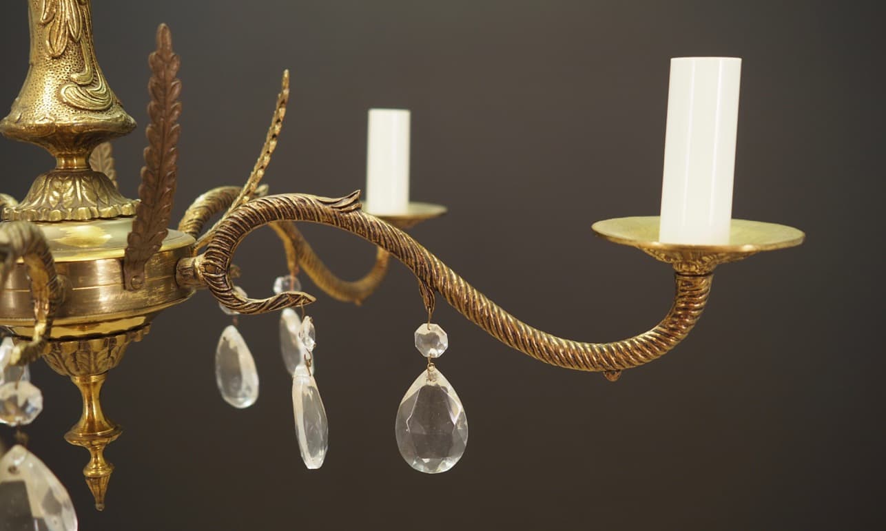 Chandelier, golden, brass, Denmark, 1960s. - 44902