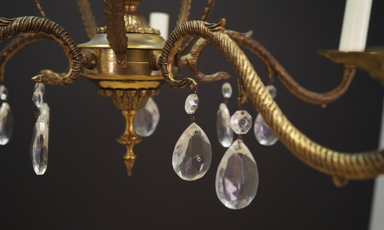 Chandelier, golden, brass, Denmark, 1960s. - 44901