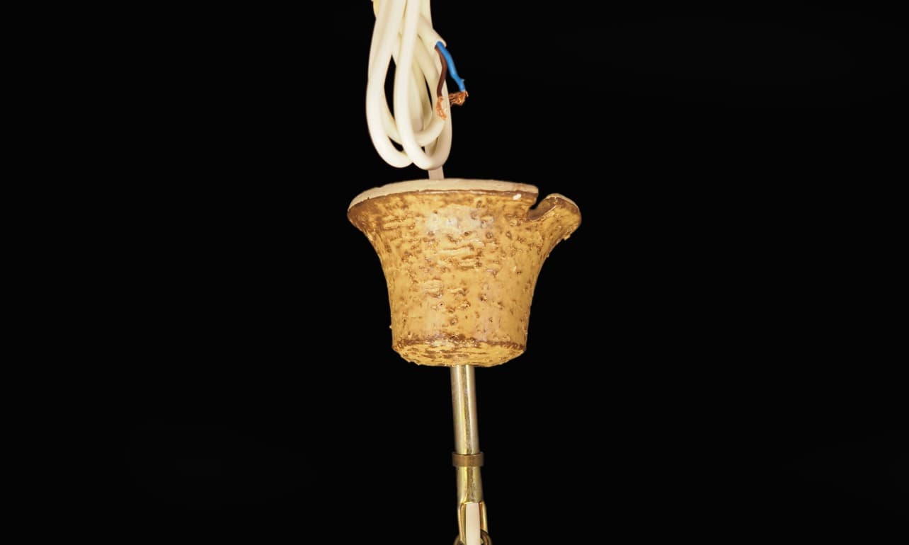 Żyrandol, mid-century modern, beżowy, ceramika, Szwecja, lata 60. - 44892