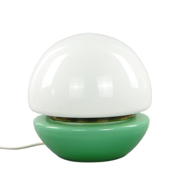 Table lamp globe, white green glass, Napaco, Czechoslovakia, 1960s. - DIMENSION