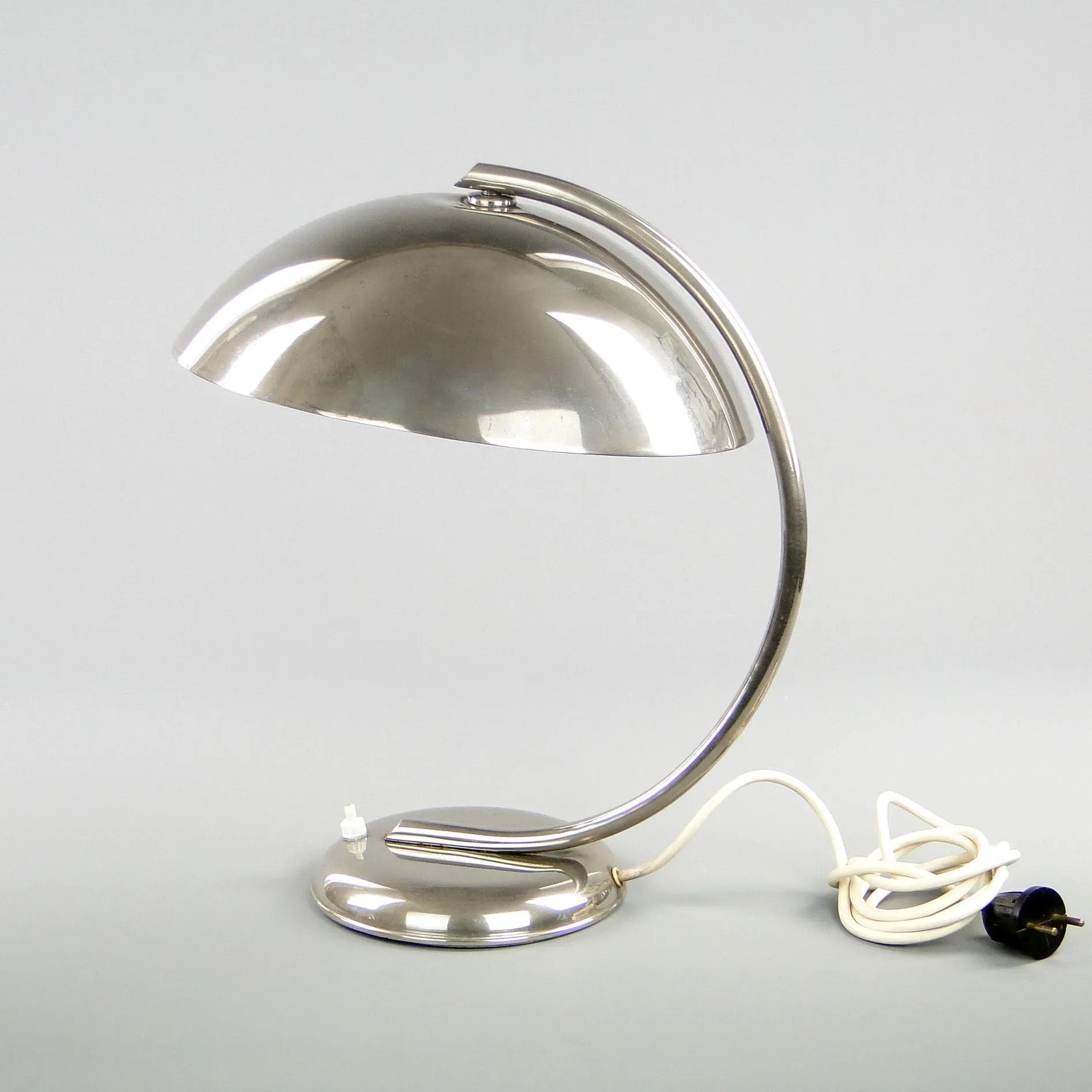 Lampa gabinetowa Art Deco, mosiądz niklowany srebrny, Warszawa, Polska, lata 40. - 45009