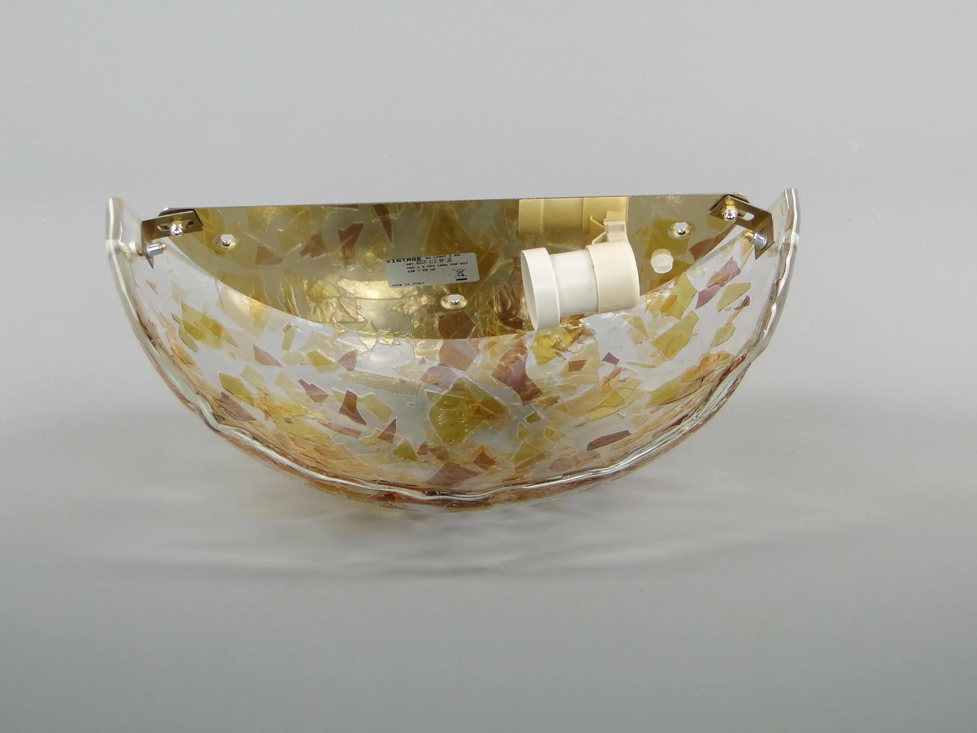 Wall sconce, Murano, multicolor mosaic glass, gold metal, Italy, 1970s - 44992