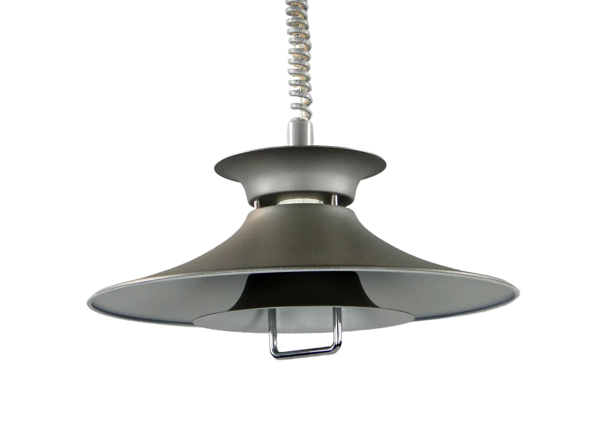 Lampa wisząca Space Age, popielaty mat, metal, Dania, lata 70.
