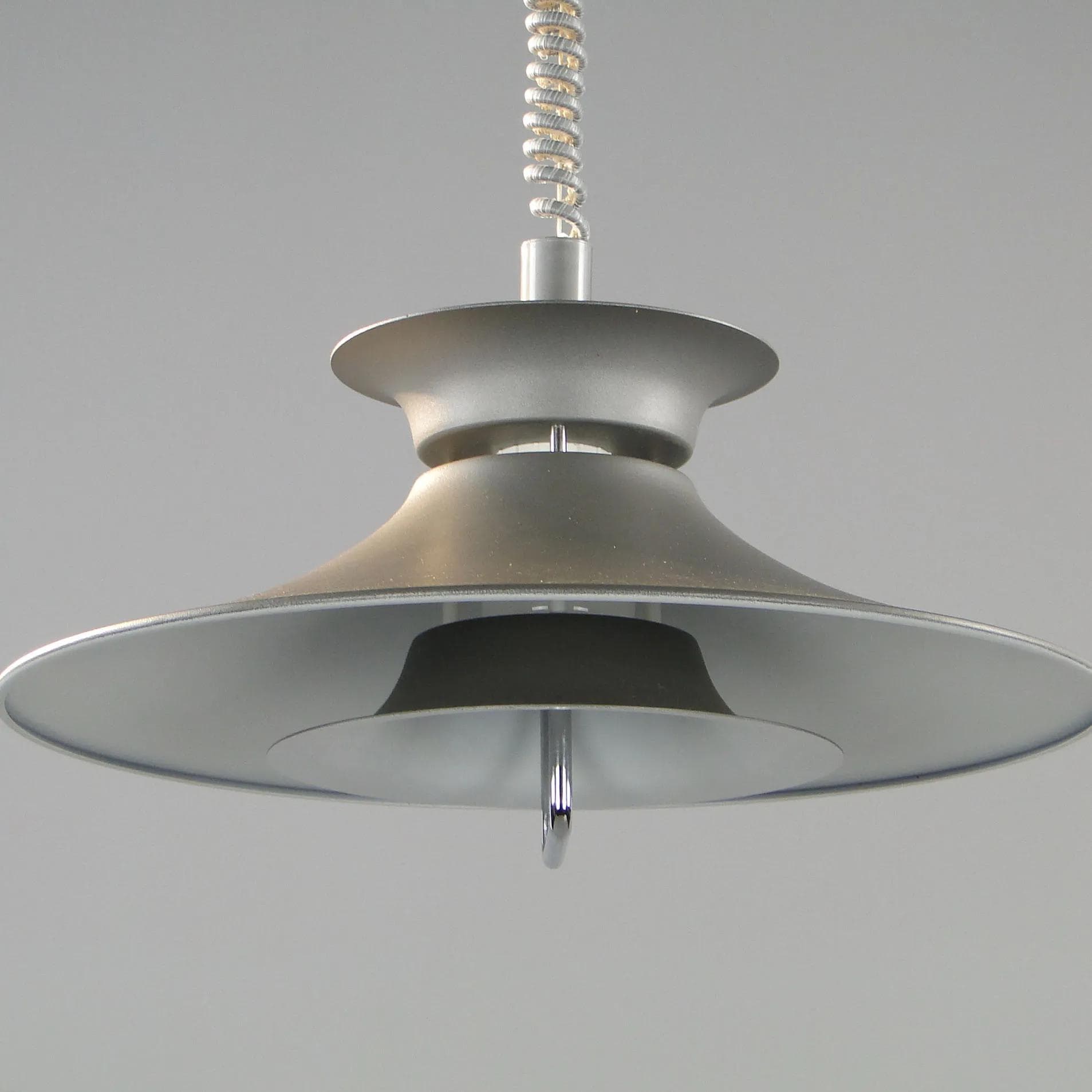 Lampa wisząca Space Age, popielaty mat, metal, Dania, lata 70. - 45112