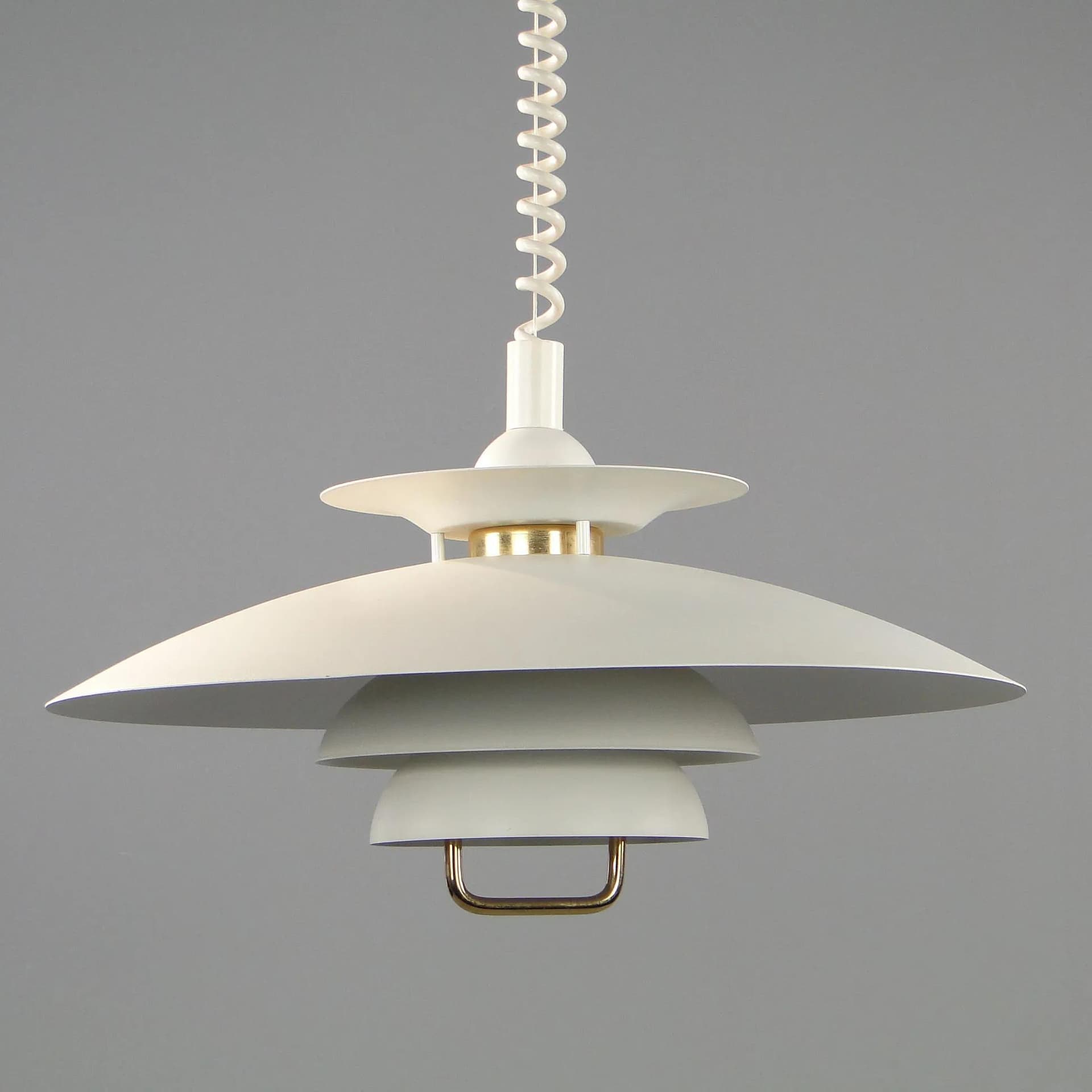 Lampa wisząca Space Age, metal ecru, Dania, lata 70. - 45107