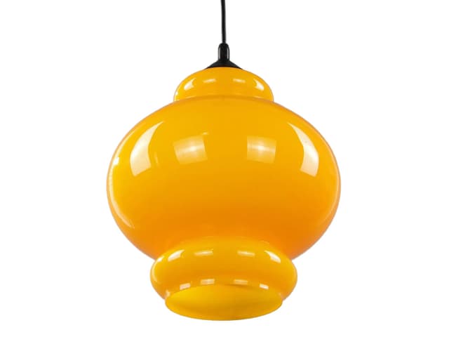 Lampa wisząca Pop Art, żółty, szkło, Polam, Polska, lata 60. - WYMIARY