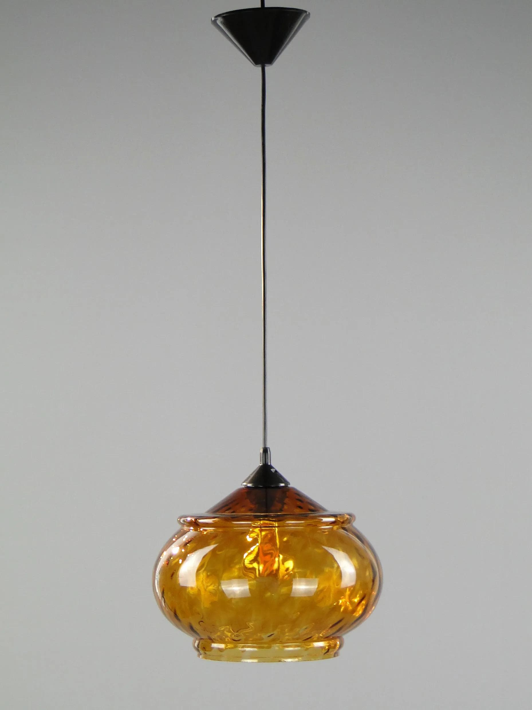 Lampa wisząca, Lumet, szkło golden, Polska, lata 60. - 45099