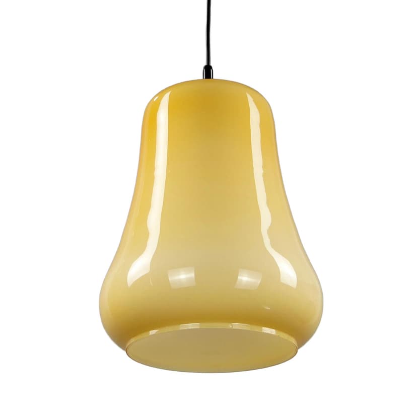 Lampa wisząca Pop Art, szkło żółty, Polam Meos, Polska, lata 60.