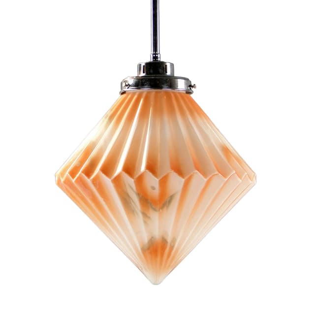 Lampa sufitowa wisząca Art déco, szkło pomarańczowe, Polska, lata 20. - WYMIARY