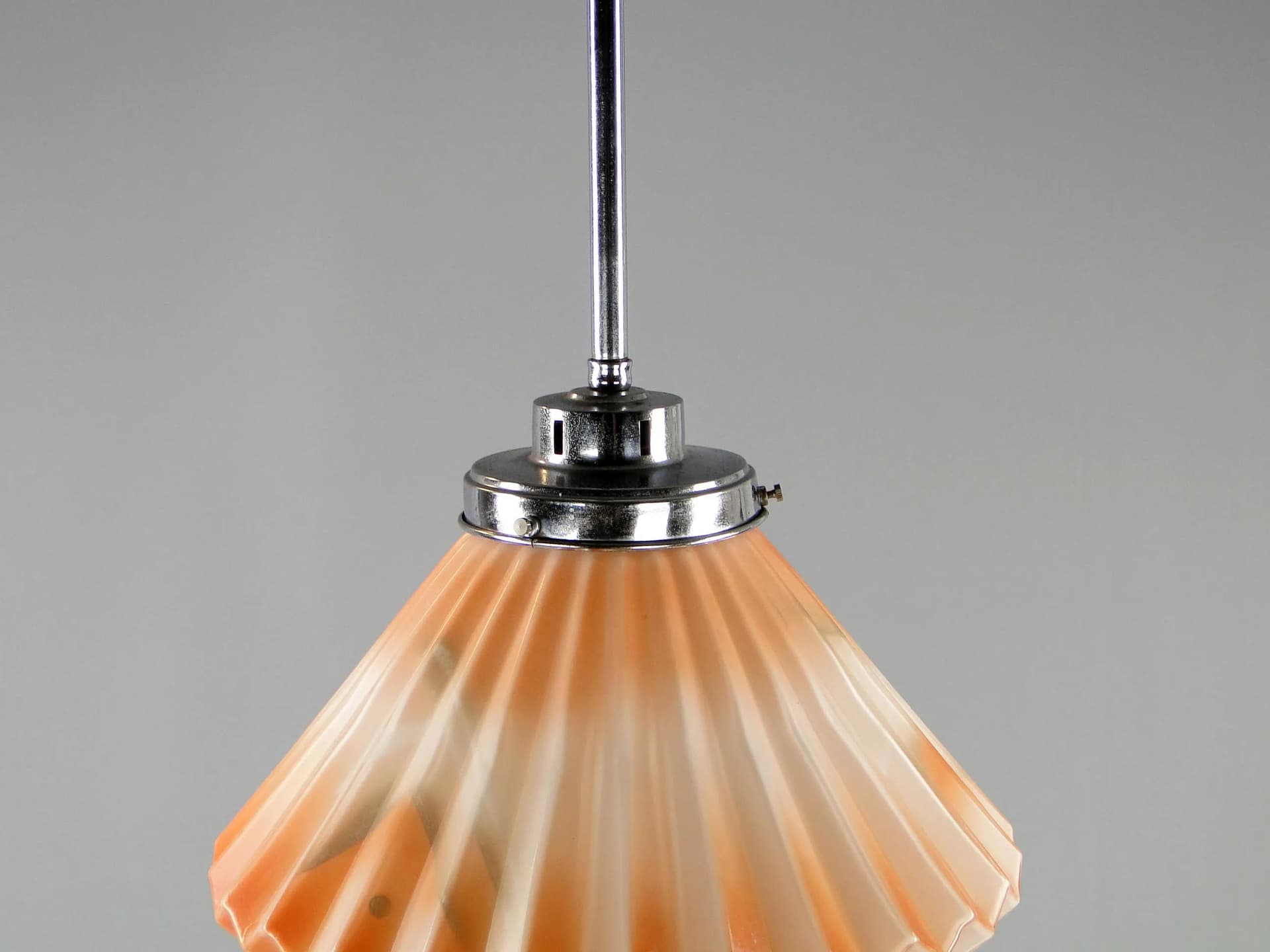 Lampa sufitowa wisząca Art déco, szkło pomarańczowe, Polska, lata 20. - 45078