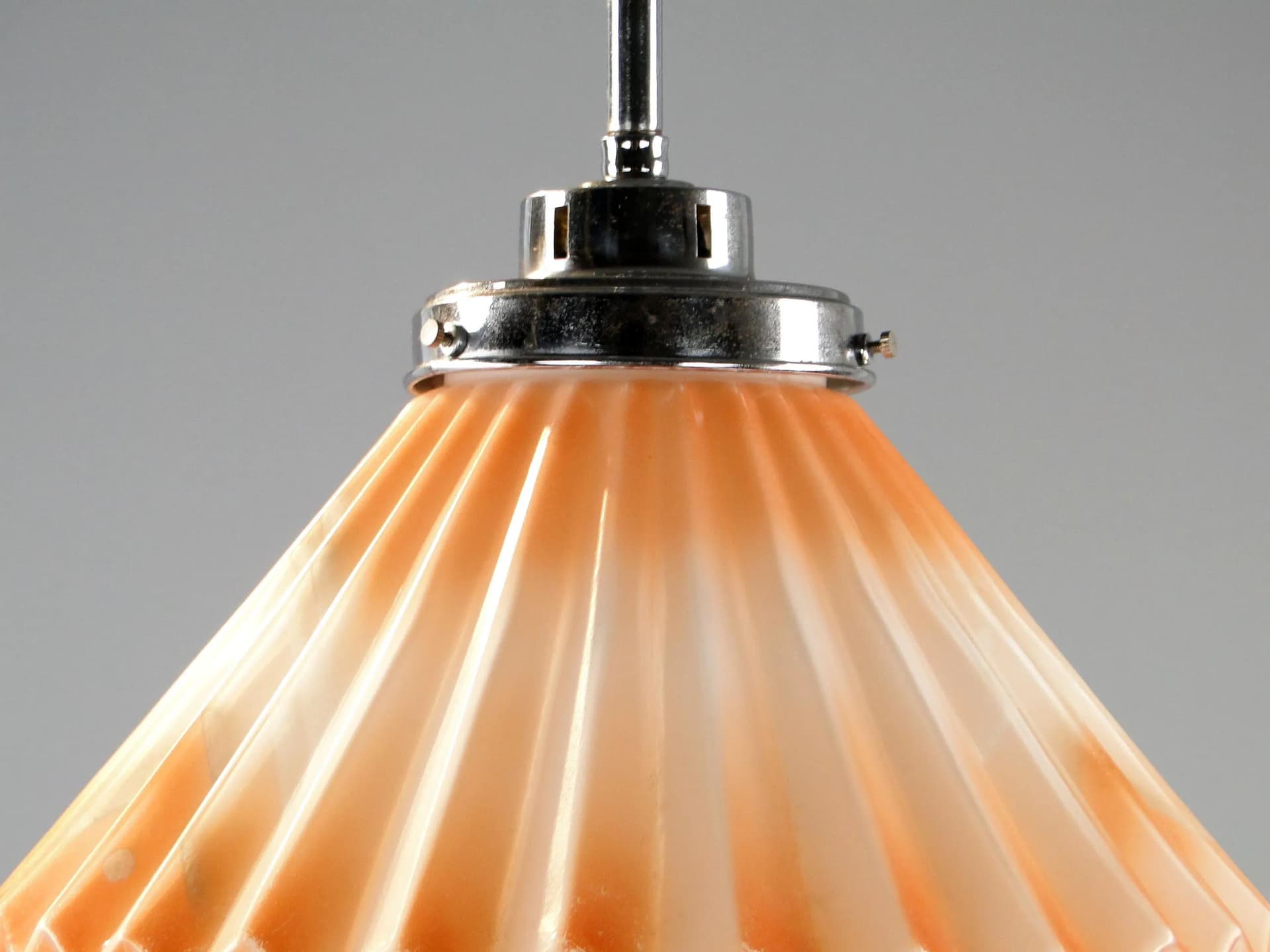 Lampa sufitowa wisząca Art déco, szkło pomarańczowe, Polska, lata 20. - 45077