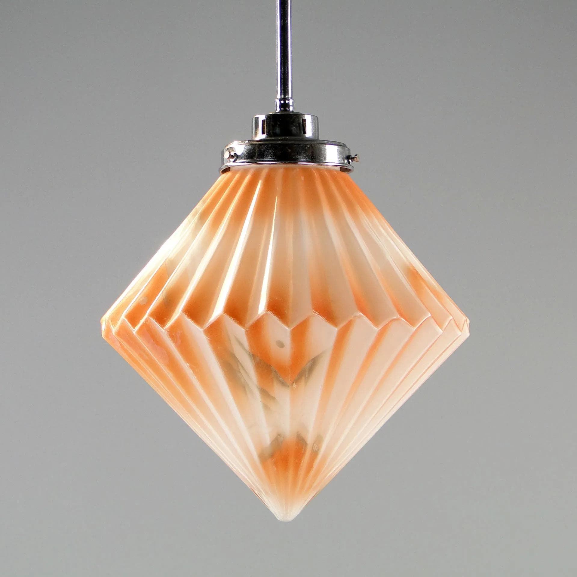 Lampa sufitowa wisząca Art déco, szkło pomarańczowe, Polska, lata 20. - 45076