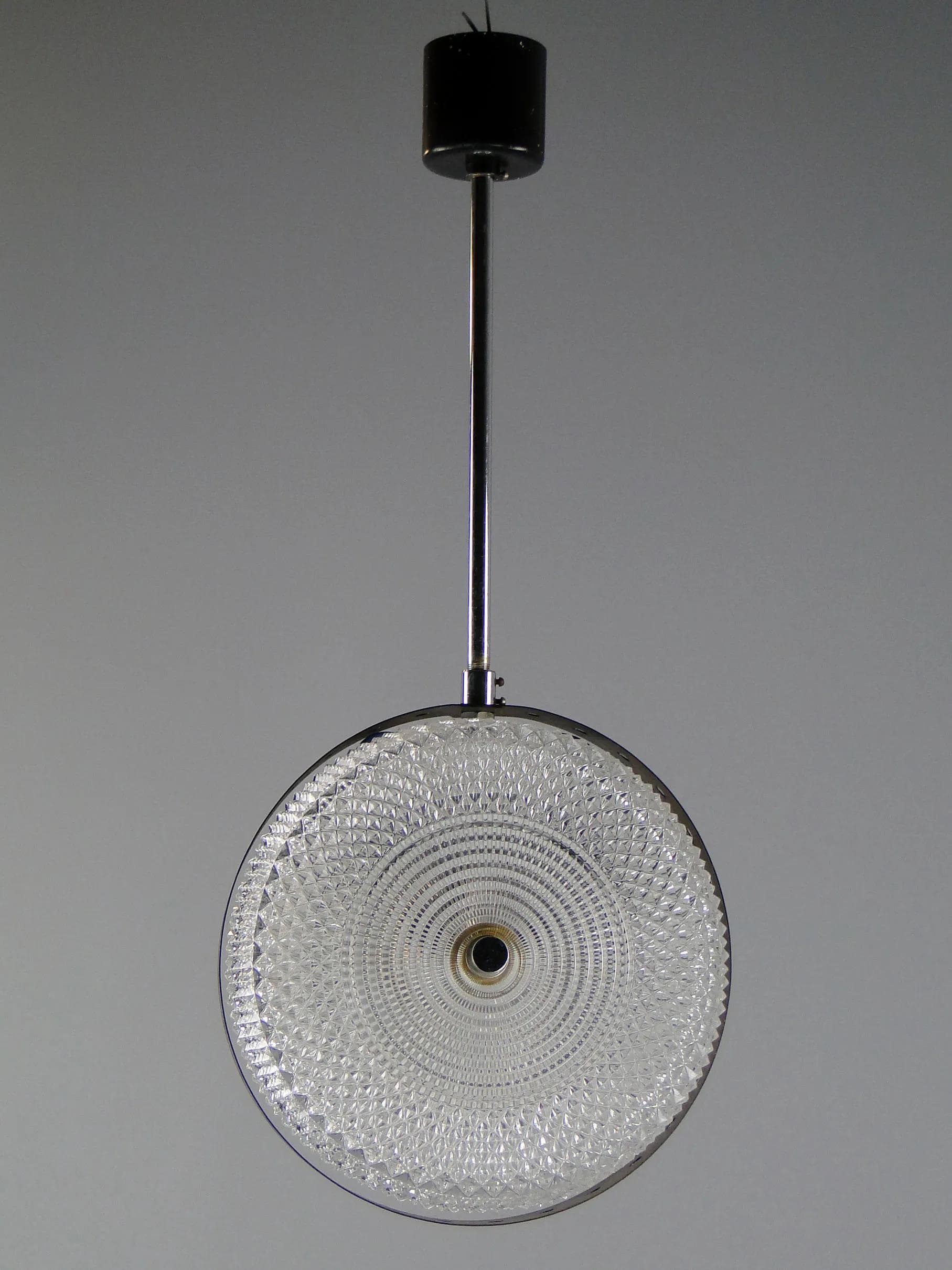 Lampa wisząca, Kamenický Šenov, szkło transparentne, Czechosłowacja, lata 60. - 45065