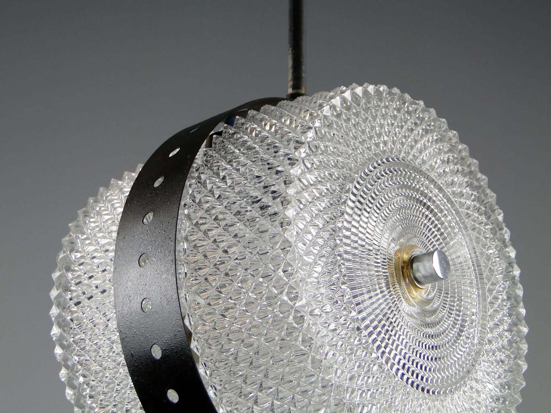 Lampa wisząca, Kamenický Šenov, szkło transparentne, Czechosłowacja, lata 60. - 45064