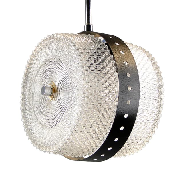 Lampa wisząca, Kamenický Šenov, szkło transparentne, Czechosłowacja, lata 60. - WYMIARY