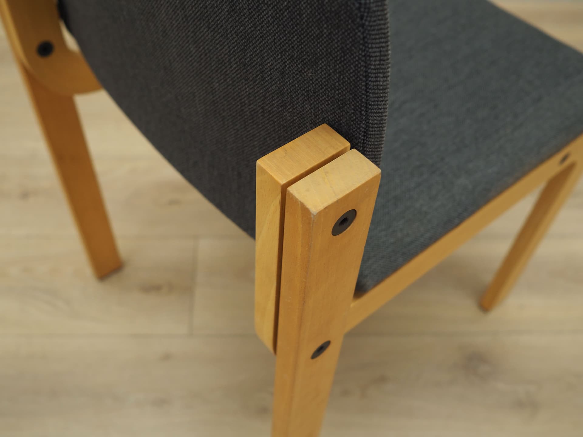 Set of six chairs, graphite, wood, Fritz Hansen, Denmark, 1980s. - 45178