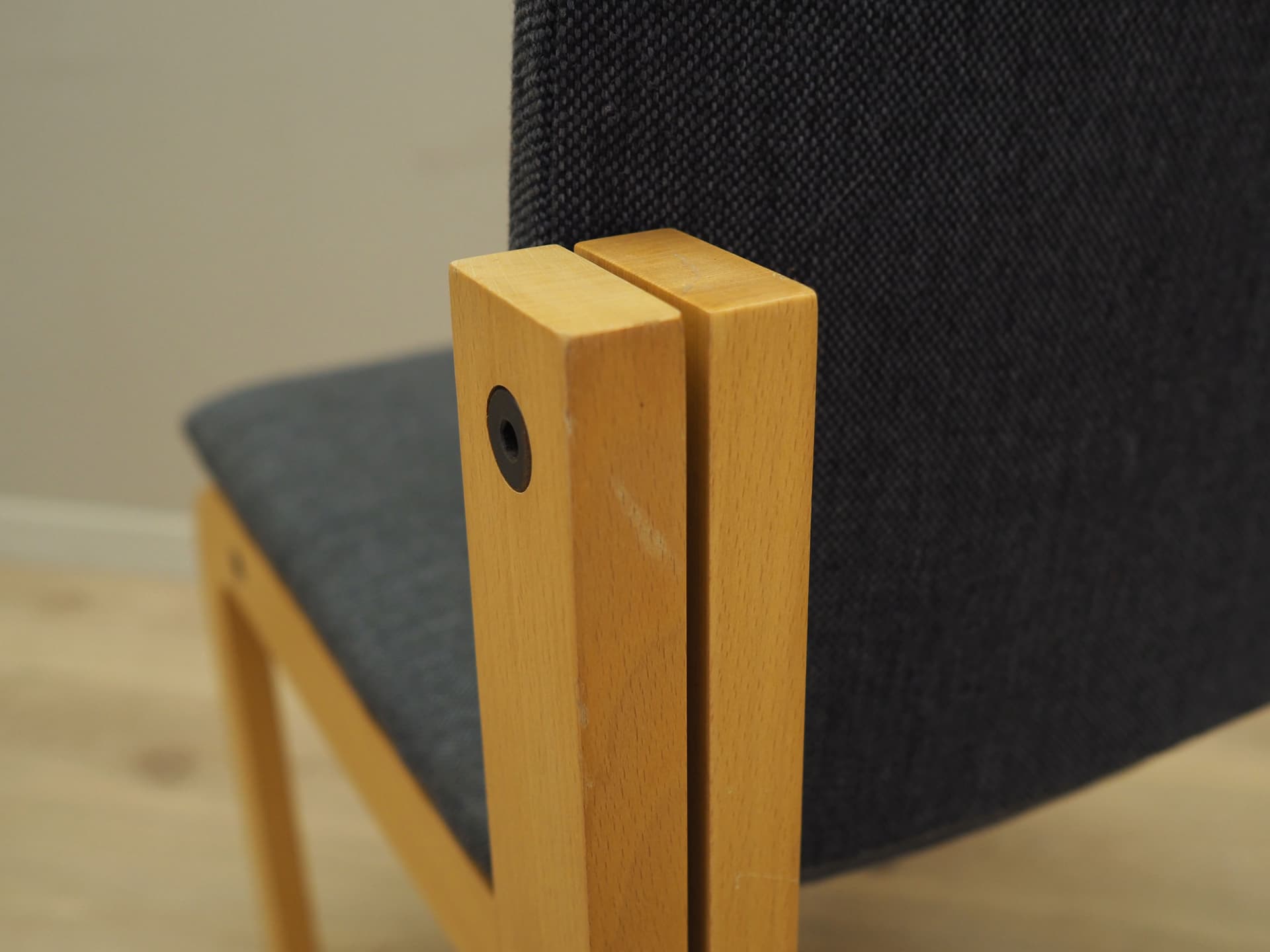 Set of six chairs, graphite, wood, Fritz Hansen, Denmark, 1980s. - 45177