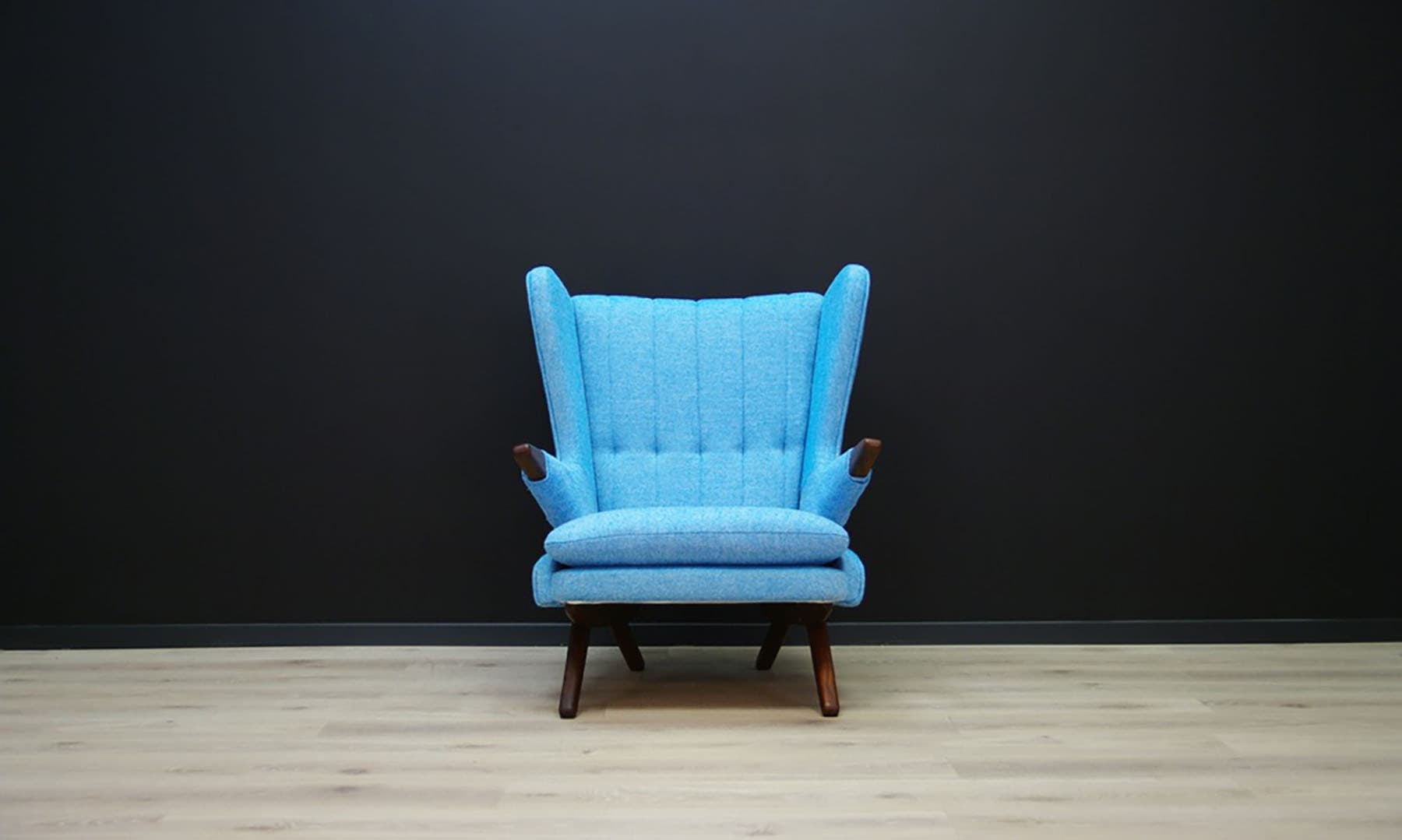 Fotel, teak turkusowy, proj. S. Skipper, Dania, lata 60. - 49707