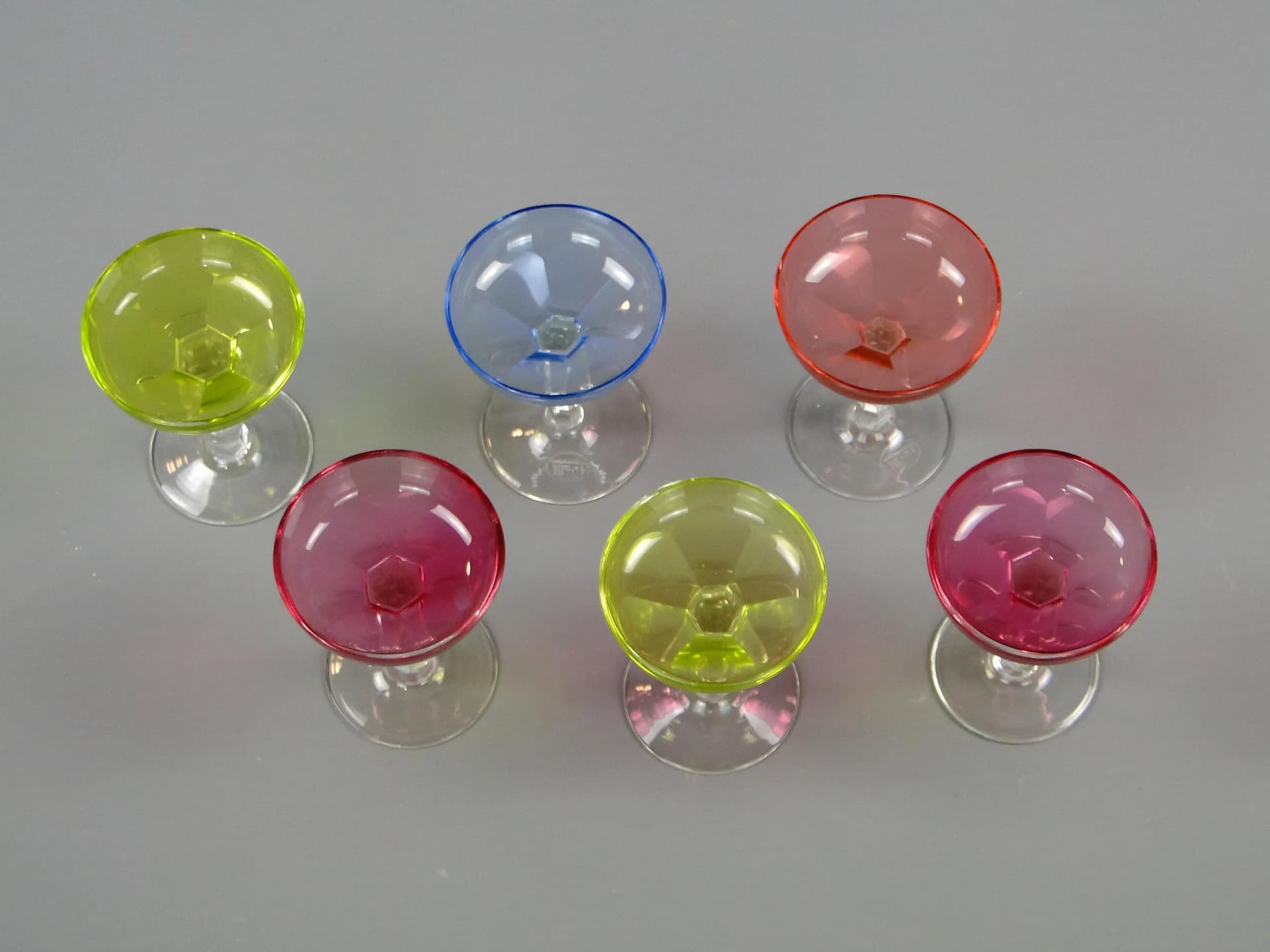 Set of liqueur glasses Lady Hamilton, multicolor, crystal, Moser, Czech Republic, 1930s. - 45055