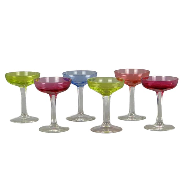 Set of liqueur glasses Lady Hamilton, multicolor, crystal, Moser, Czech Republic, 1930s. - DIMENSION