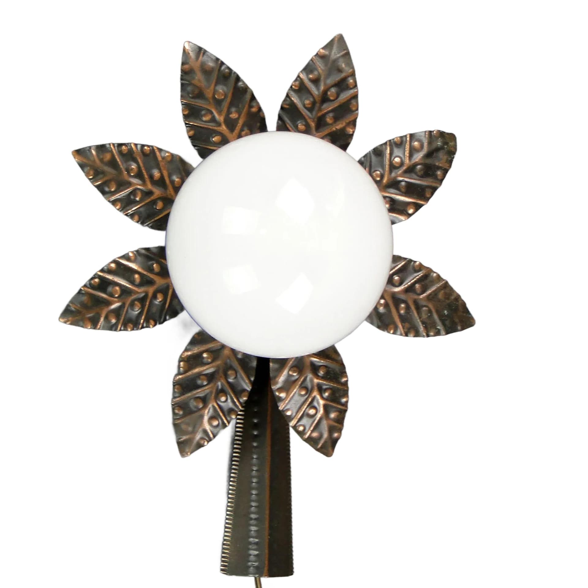 Wall sconce Mid-century modern, steel copper, white glass, Poland, 1960s.