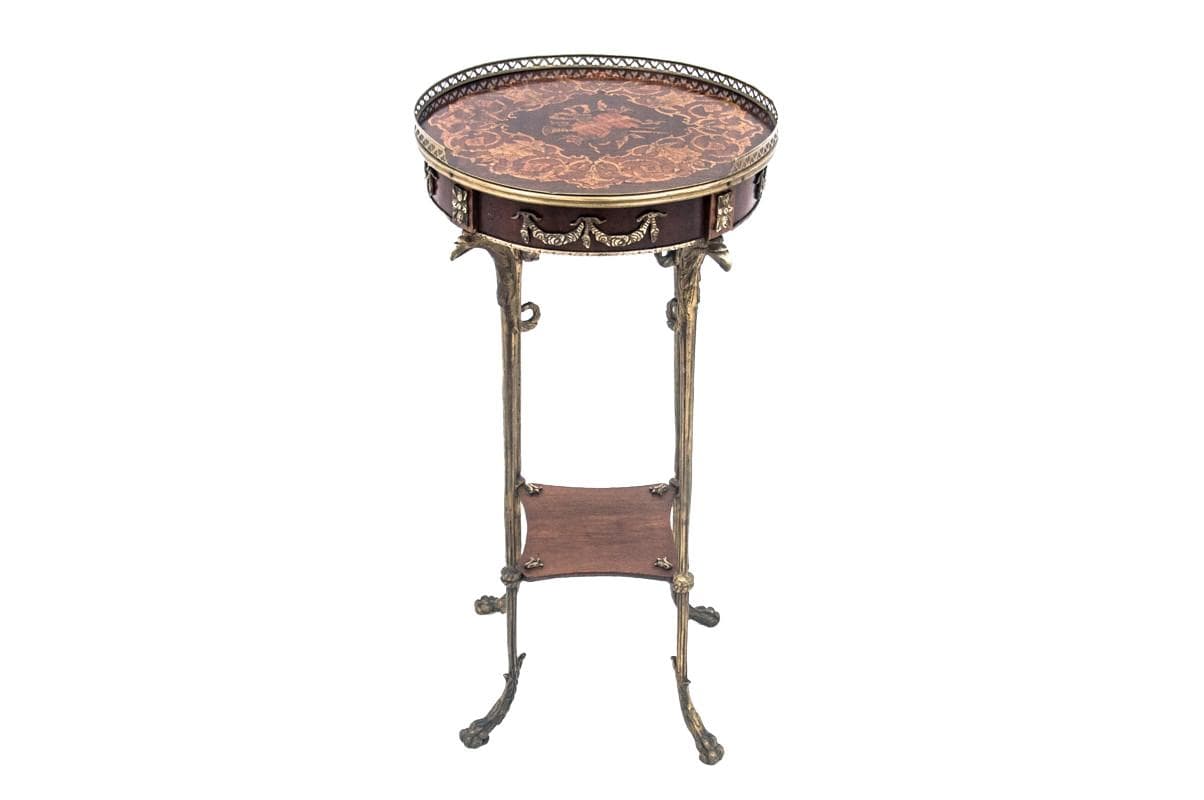 Brass and Walnut Plant Stand, France, 1960s