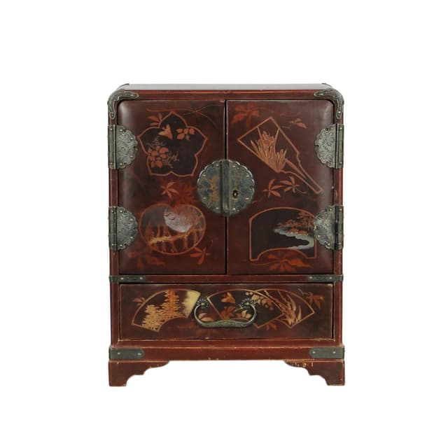 Jewelry Chest Meiji, dark brown lacquered wood, Japan, early 20th c. - DIMENSION