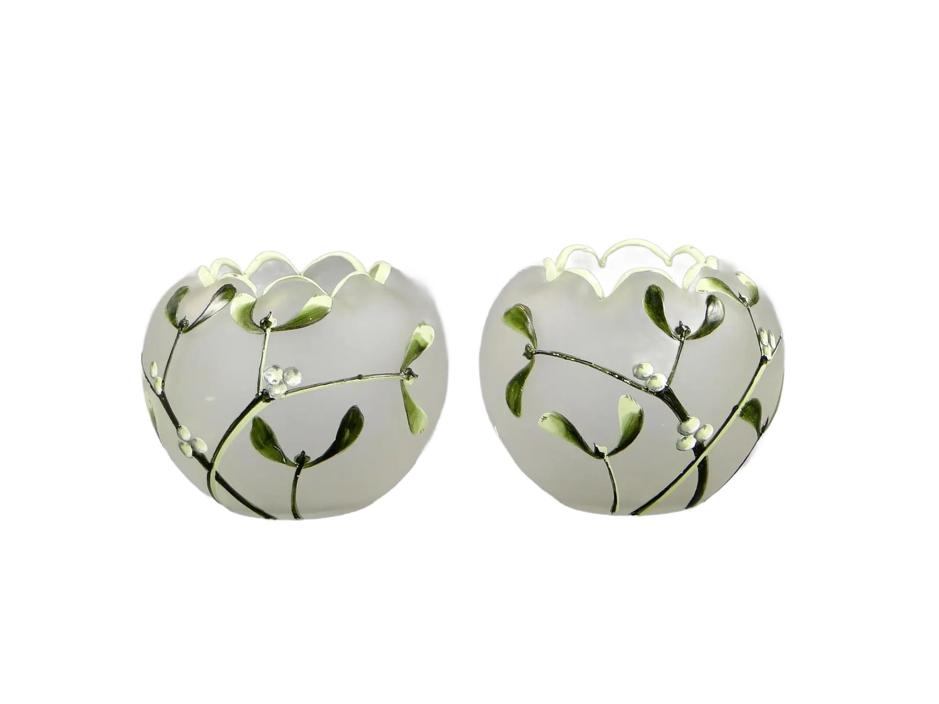 Para wazonów secesyjnych, białe szkło, Legras St Denis Mont Joye, Francja, lata 10.