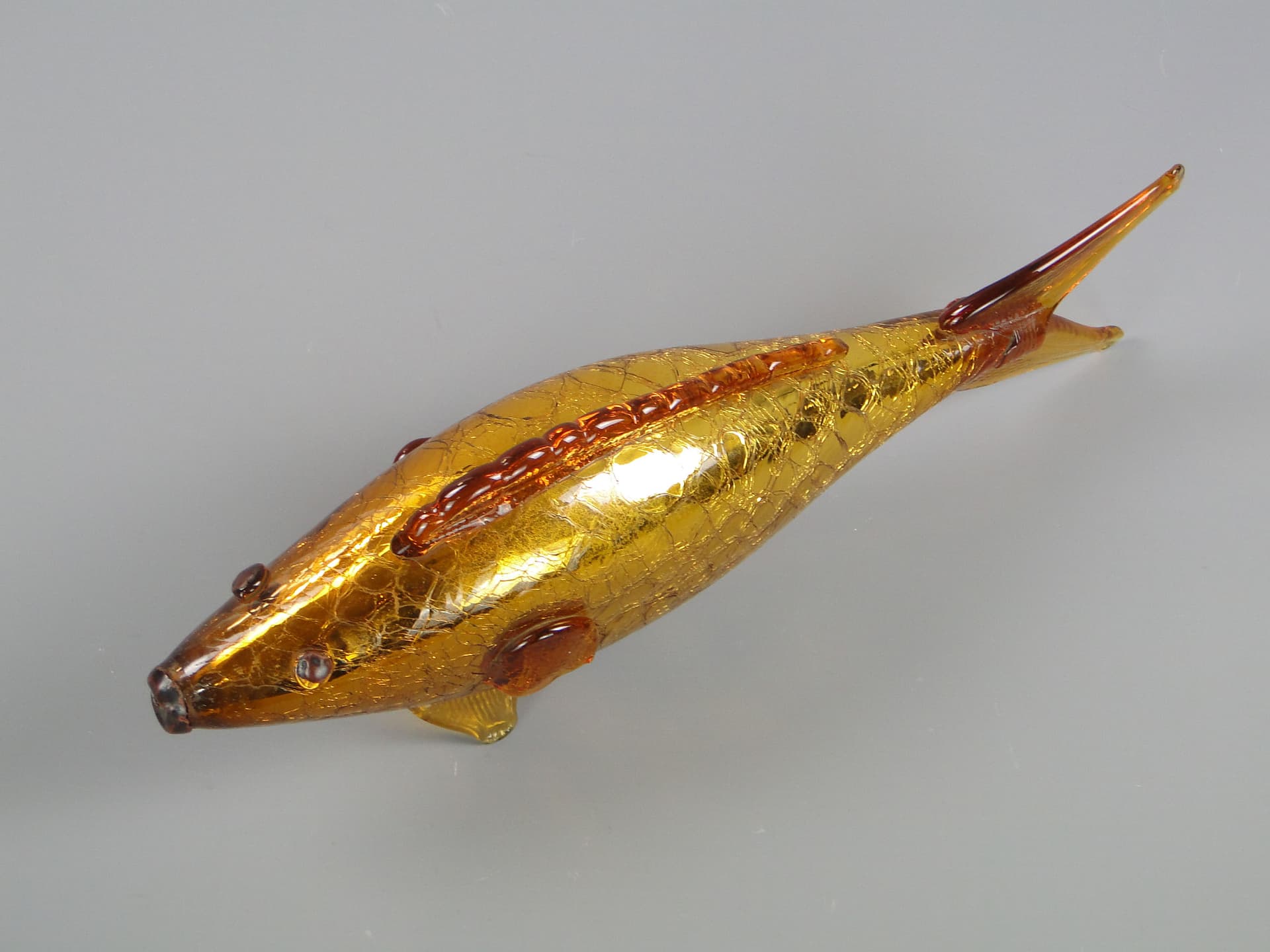 Fish figurine, golden, glass, Czechoslovakia, 1960s - 45278