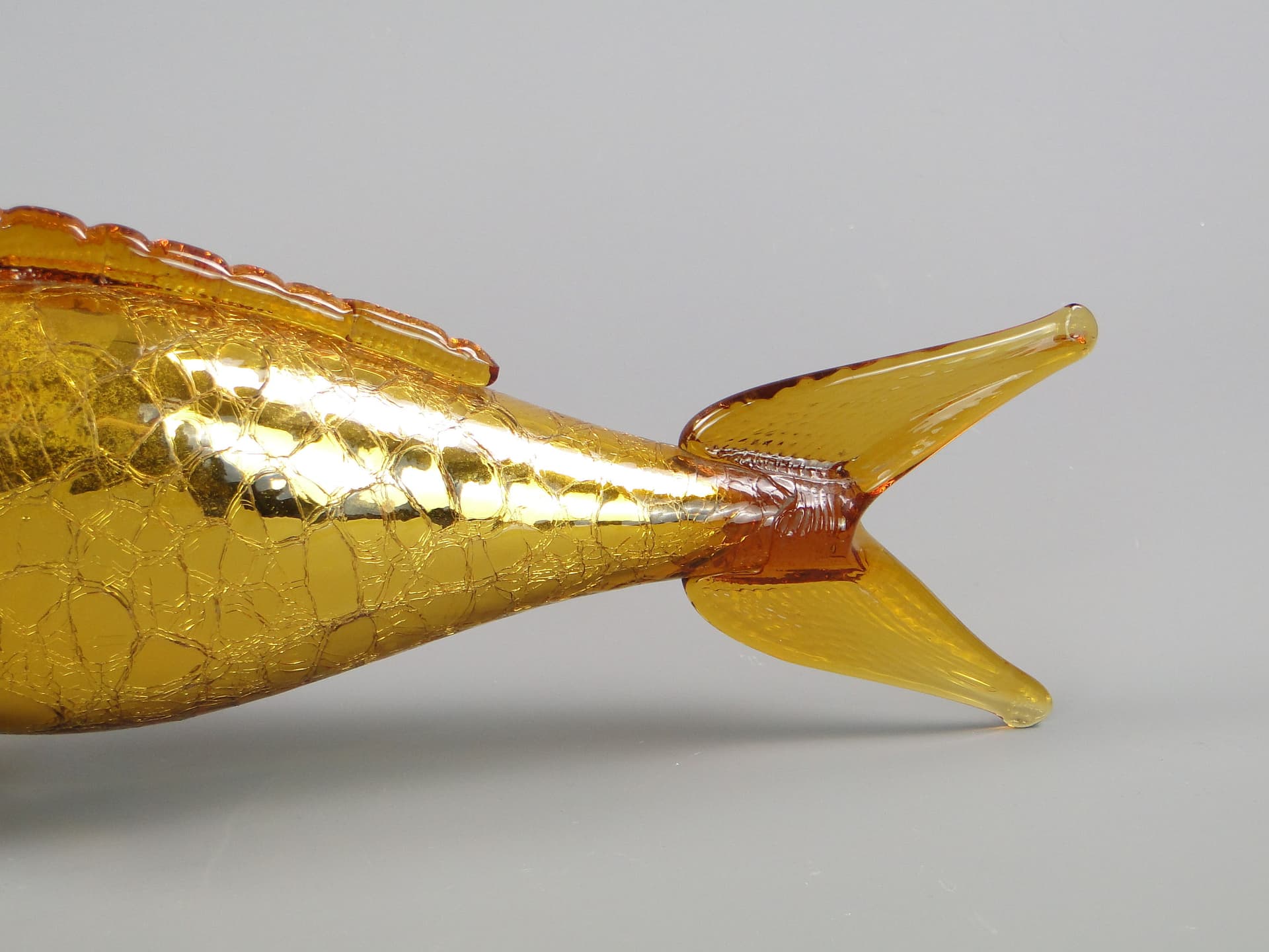 Fish figurine, golden, glass, Czechoslovakia, 1960s - 45274