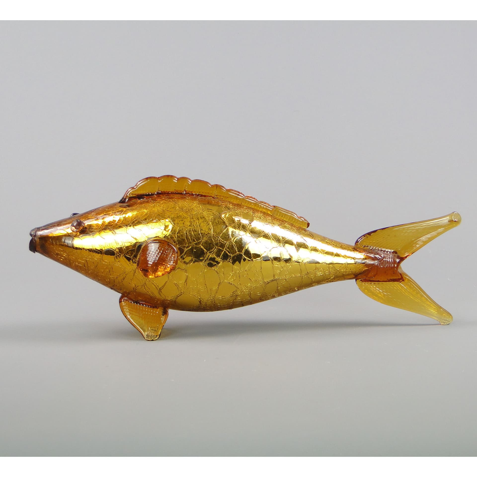 Fish figurine, golden, glass, Czechoslovakia, 1960s - 45272