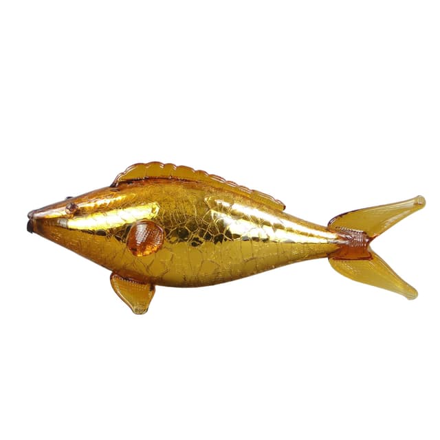 Fish figurine, golden, glass, Czechoslovakia, 1960s - DIMENSION
