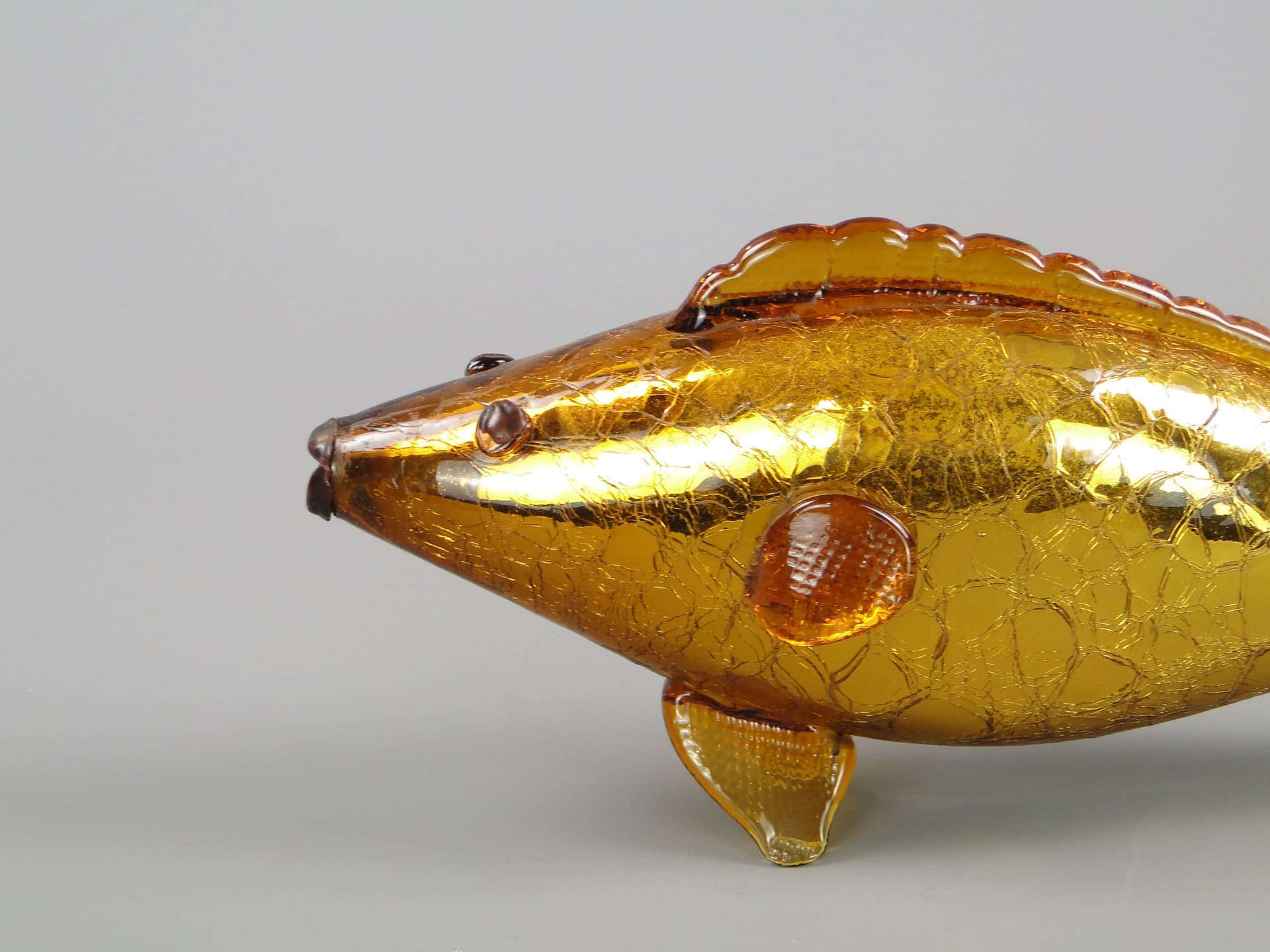 Fish figurine, golden, glass, Czechoslovakia, 1960s - 45273
