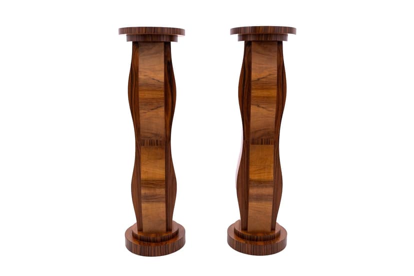 Orzechowe kolumny Art Deco, Polska, lata 40.