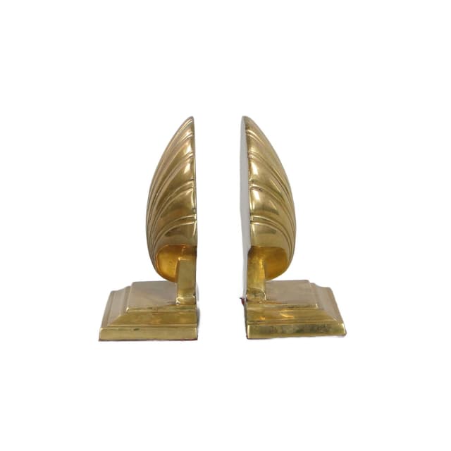 Para podpórek do książek, muszle, mosiądz złoty, La Maison Jansen, Francja, lata 60. - WYMIARY