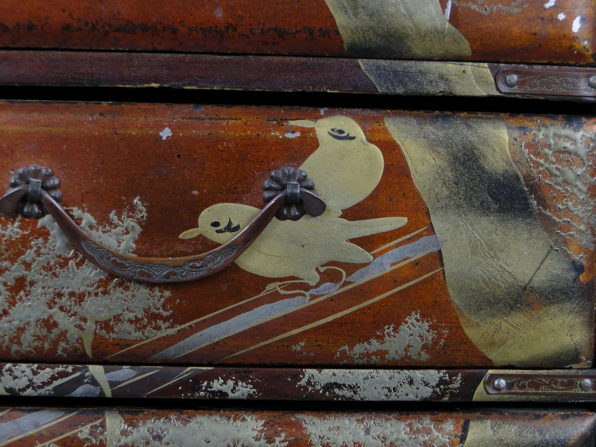 Sepet, epoka Meiji, brązowo-czerwony, drewno lakierowane, Japonia, początek XX w. - 45502