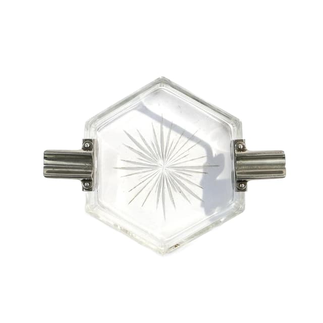 Popielniczka Art Deco, kryształ transparentny, Niemcy, lata 30. - WYMIARY