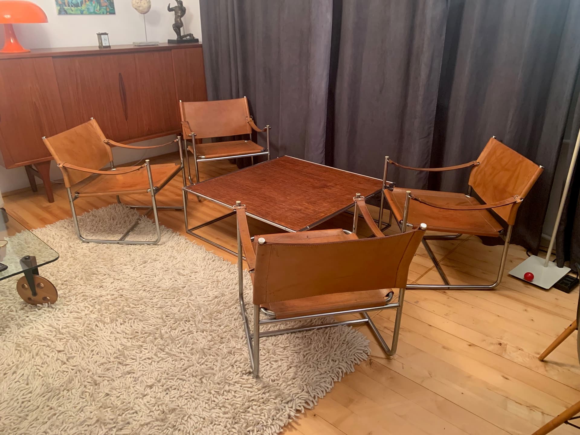 Stolik kawowy Amiral, drewno brązowe, metal mosiądz, proj. K. Mobring, Ikea, Szwecja, lata 70. - 45615