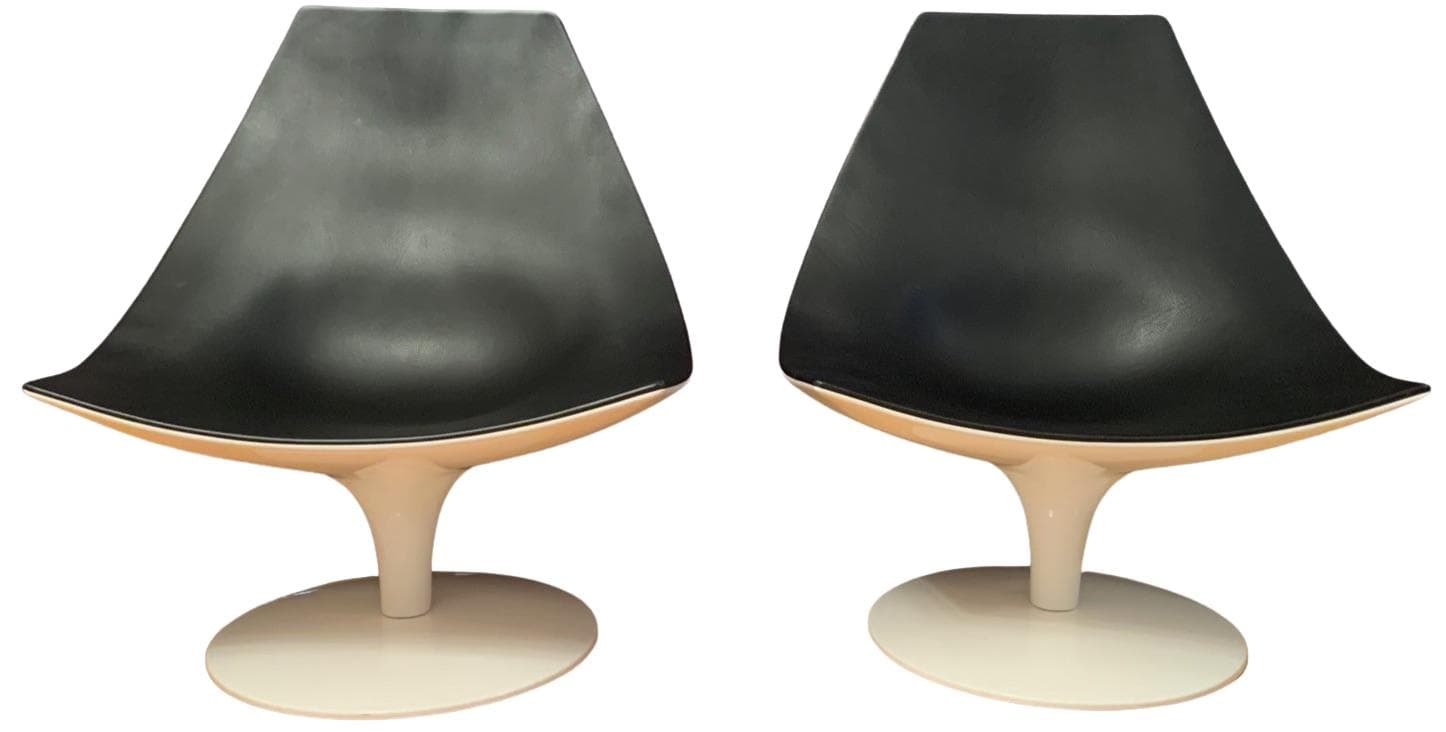 Para foteli Moon, skóra naturalna czarna, proj. P. Arosio, Tacchini, Włochy