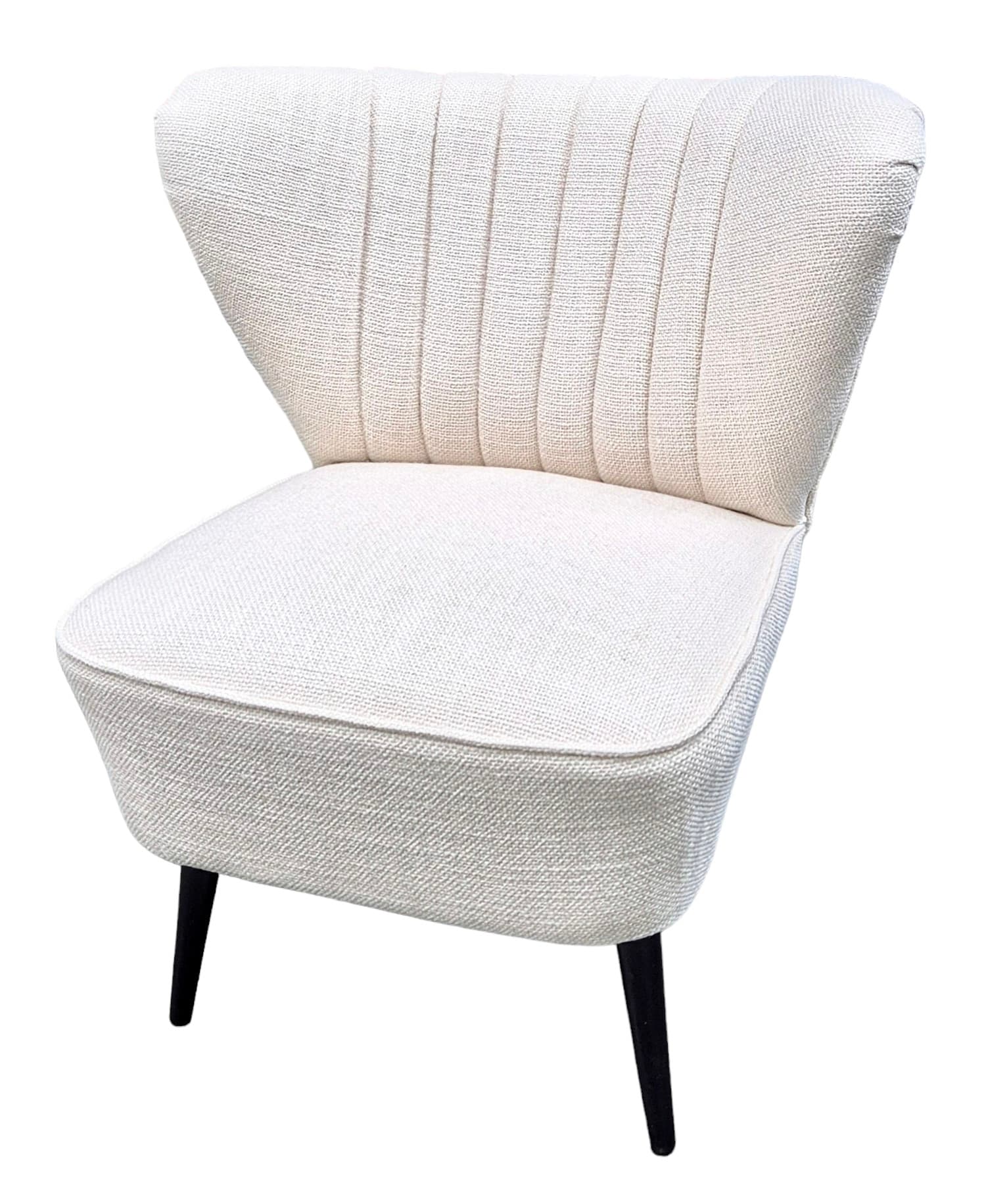 Fotel klubowy muszelka, ecru, boucle, lata 60. - 45706