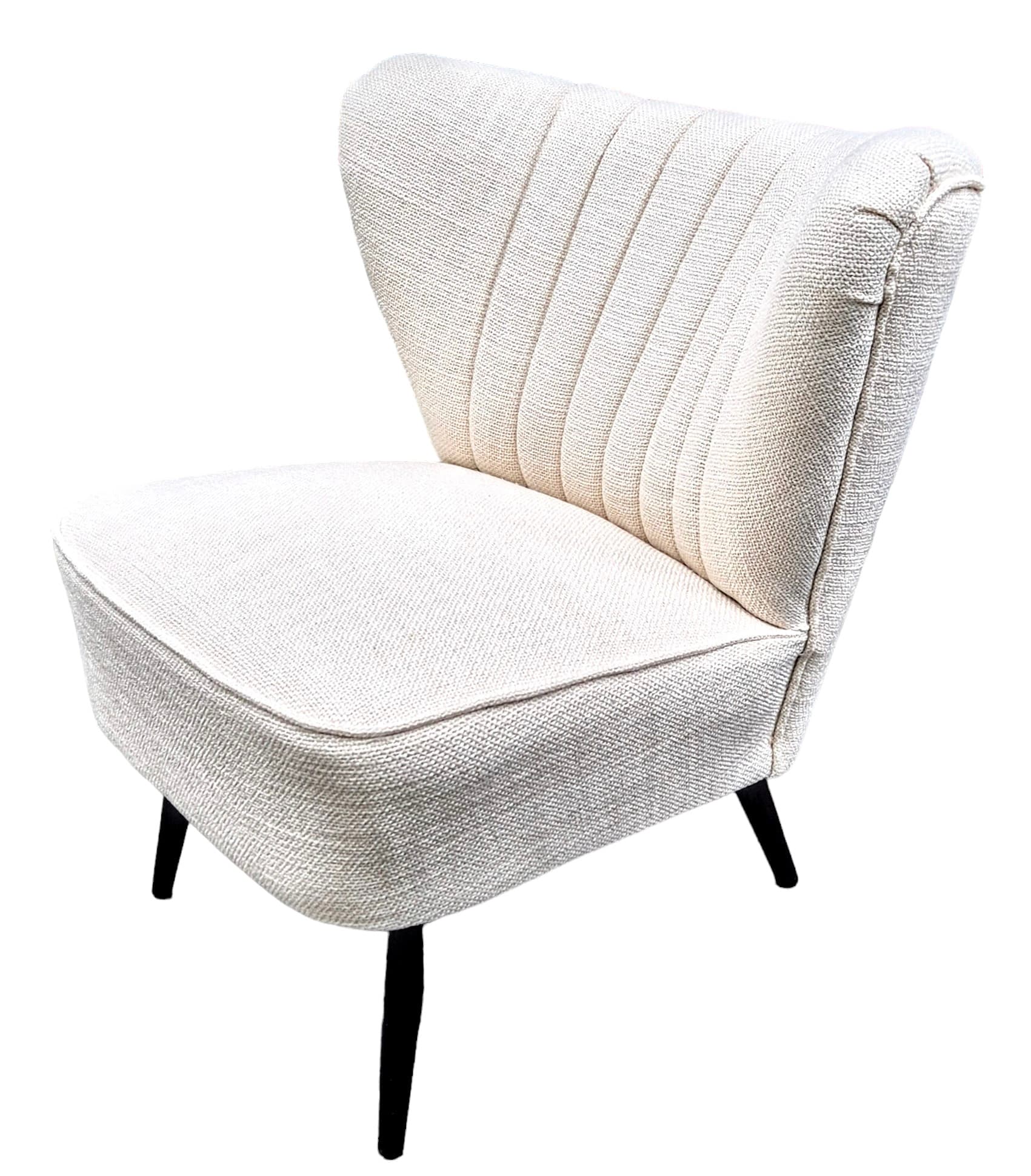 Fotel klubowy muszelka, ecru, boucle, lata 60.